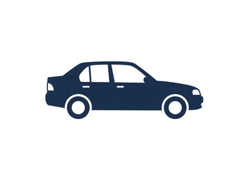 Fototapeta premium Dark blue sedan car silhouette against transparent background