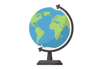 Globe illustration on transparent background for educational use