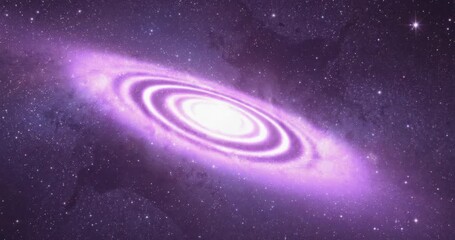 Evolving luminous galactic core forming and tilting glowing rings into spinning halo disc in galaxy - Powered by Adobe