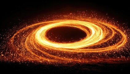 Fiery, swirling ring of light against a dark background