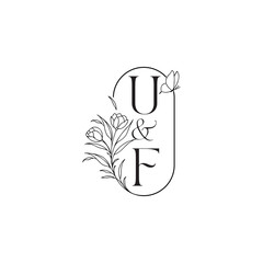 luxury minimalist logo design UF caligraphic style monogram letter wedding initial concept alphabet