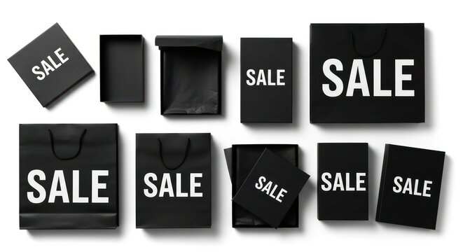 Black Friday Sale Shopping Bags and Boxes.