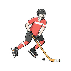 Fototapeta premium Hockey player icon hand draw ai generated