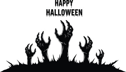 Zombie hands rising from the grave halloween night, creating a spooky and eerie scene for the holiday celebration