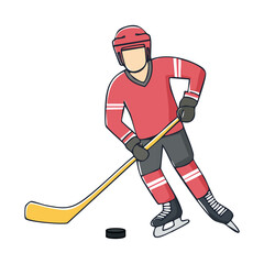 Fototapeta premium Hockey player icon hand draw ai generated