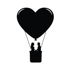 Couple holding hands in heart balloon love romance