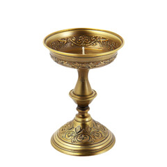 Antique brass candle holder with intricate floral designs for elegant home decor
