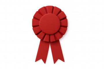 Red award ribbon featuring a transparent background, symbolizing achievement, quality, and success in various competitive contexts