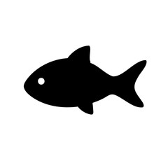 Simple black fish silhouette with a white eye on a white background