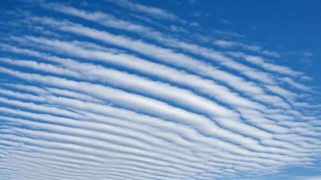 Clouds in parallel lines against a blue sky