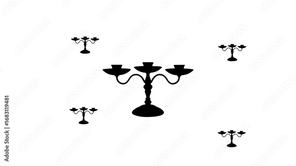 Poster zoom in and out animation the candlestick symbol. large black symbol in the center and four small sy