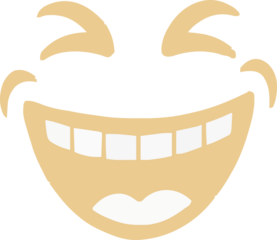 Cheerful Cartoon Laughing Face Icon. Happy Smiley with Wide Open Mouth and Closed Eyes. Vector Illustration of Joy, Humor, and Positive Emotion isolated on png, transparent background