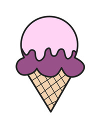 Ice cream emoji. Ice cream in a waffle cone on a white background.