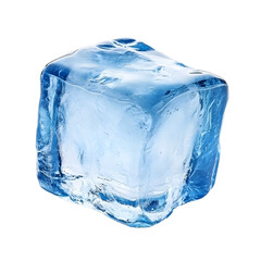 Single Blue Ice Cube for Cold Drinks - Refreshing Beverage Concept