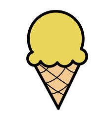 Ice cream emoji. Ice cream in a waffle cone on a white background.