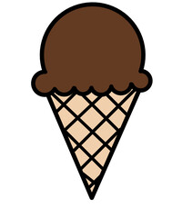 Ice cream emoji. Ice cream in a waffle cone on a white background.