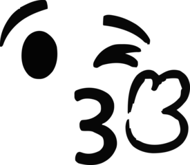 Playful Winking Kiss Face Emoji Illustration - Hand-Drawn Black and White Doodle Art isolated on png, transparent background