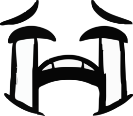 Stylized Black and White Crying Face Icon – Emotional Sadness and Despair isolated on png, transparent background