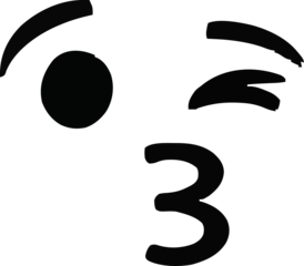 Playful Hand Drawn Winking Kiss Face Emoji Illustration isolated on png, transparent background