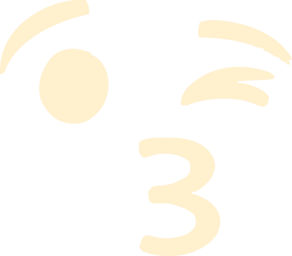 Winking Kiss Emoji Icon. Playful Cartoon Face Blowing a Kiss with a Wink. Cute Vector Illustration in Pale Yellow isolated on png, transparent background