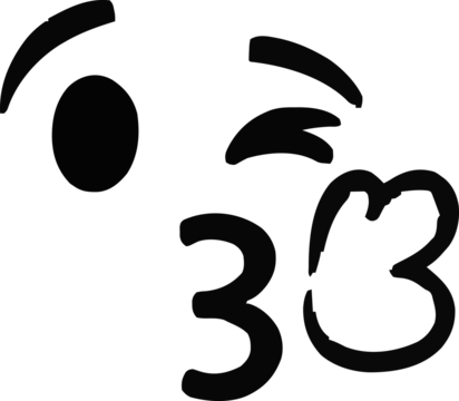 Playful Winking Kiss Face Emoji Illustration - Hand-Drawn Black and White Doodle Art isolated on png, transparent background