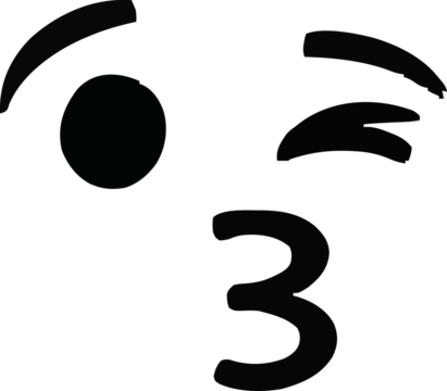 Playful Hand Drawn Winking Kiss Face Emoji Illustration isolated on png, transparent background