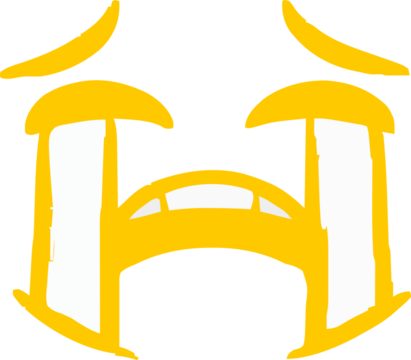 Vibrant Yellow Crying Face Icon - Symbol of Sadness, Tears, and Emotional Distress in a Stylized Graphic Design isolated on png, transparent background