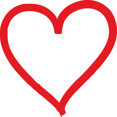 Hand-Drawn Red Heart Outline - Love, Romance, and Valentine's Day Symbol isolated on png, transparent background