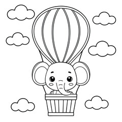 Cute baby elephant with large ears and trunk isolated on white background
