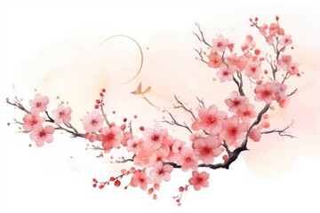 Fototapeta premium Cherry blossom drawing flower plant.