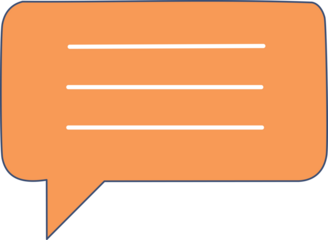 Vibrant Orange Speech Bubble Icon with Placeholder Text Lines - Perfect for Communication, Chat, and Dialogue Concepts isolated on png, transparent background