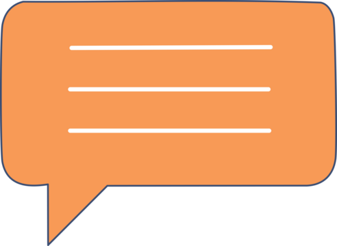 Vibrant Orange Speech Bubble Icon with Placeholder Text Lines - Perfect for Communication, Chat, and Dialogue Concepts isolated on png, transparent background