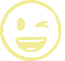 Obraz premium Hand-Drawn Winking Yellow Smiley Face Icon - Playful Emoji Expression Graphic isolated on png, transparent background