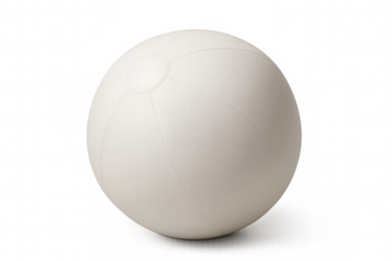 Inflated white beach ball resting on a transparent background, ready for summer fun and beach activities