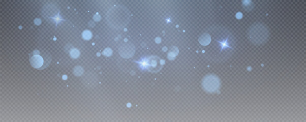 Christmas glowing bokeh confetti light and glitter texture overlay for your design. Festive sparkling blue dust png. Holiday powder dust for cards, invitations, banners, advertising.   © Александр Боярин