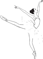 Ballerina in elegant pose with outstretched arms and leg © monirul