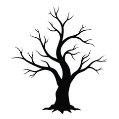 Spooky bare tree silhouette black white