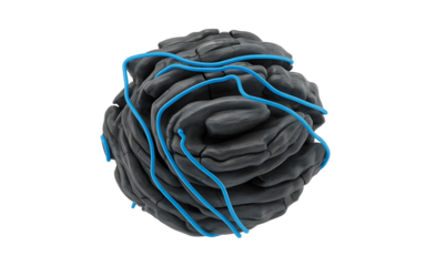 Clay ball with blue string isolated on transparent background