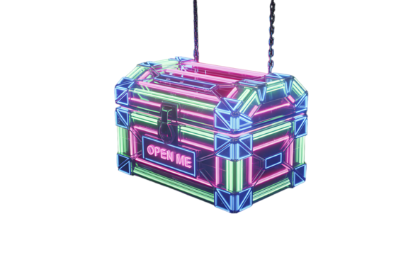 Pixel treasure chest isolated on transparent background
