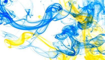 A dynamic abstract design, featuring flowing lines of vibrant blue and yellow, set against a white background, conveying a sense of movement and energy.