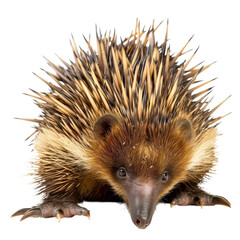 Curious echidna looking at the camera with its spiky quills