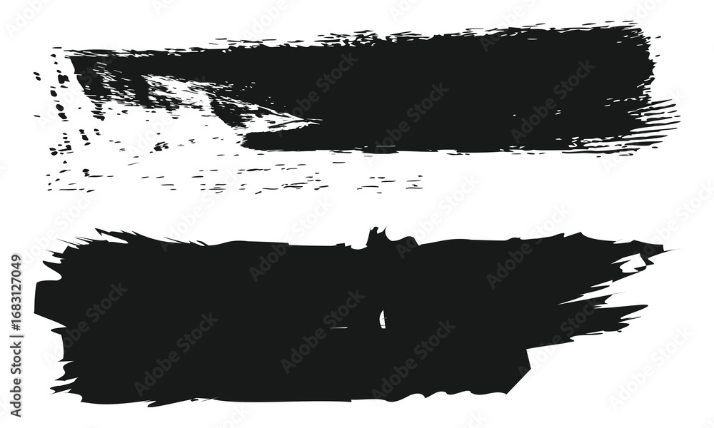 Poster vector brush stroke textures of diagonal and rectangle shapes. paint text boxes and paintbrush colle