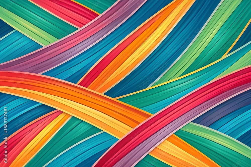 Poster abstract background with colorful intersecting curved lines and vibrant hues