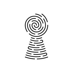 Vector keyhole shaped fingerprint. Line id app illustration, original biometric design isolated on white background