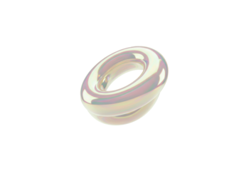 Sleek iridescent 3D geometric shape floating serenely in a transparent studio, highly reflective with color-shifting surfaces and soft shadows, concept of technological innovation