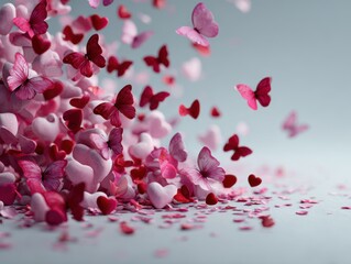 Colorful butterflies and hearts create a whimsical display perfect for romantic occasions and celebrations