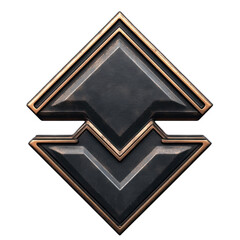 Metallic emblem featuring a geometric design with bronze trim against a showcasing industrial style and modern artistic expression on transparent background