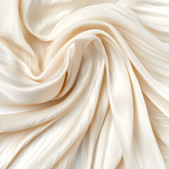 Fototapeta premium Elegant Cream Colored Fabric Pleats Isolated on White Background