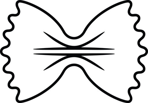 Simple outline drawing of a farfalle bow tie pasta shape