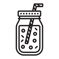 Smoothie jar icon - vector smoothie sign or logo element in thin line style. with white background